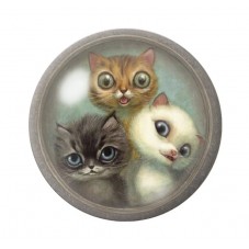 Cabochons en Verre Illustré Trio de Chats 12 à 25mm pour la Création de Bijoux Fantaisie - DIY
