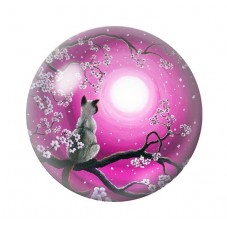 Cabochon en Verre Illustré Chat Lune 12 à 25mm pour la Création de Bijoux Fantaisie - DIY