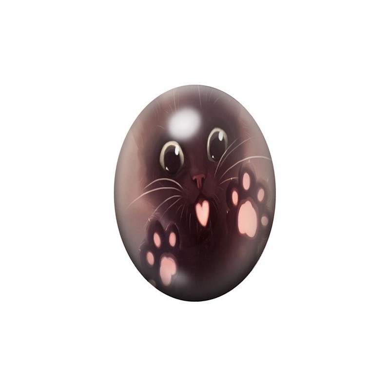 Cabochon en Verre Illustré Chat 13x18, 18x25 ou 30x40mm