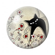 Cabochons en Verre Illustré Silhouette Chat 12 à 25mm  pour la Création de Bijoux Fantaisie - DIY