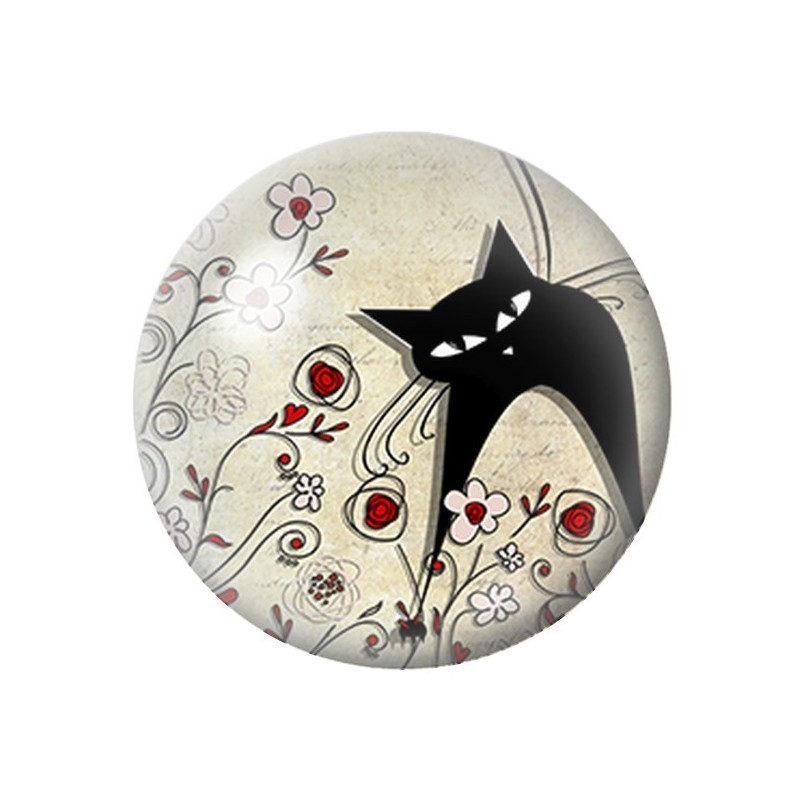 Cabochons en Verre Illustré Silhouette Chat 12 à 25mm