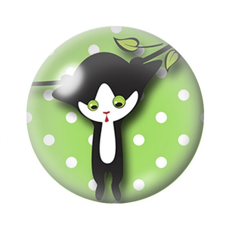 Cabochon en Verre Illustré Chat Fripon 12 à 25mm
