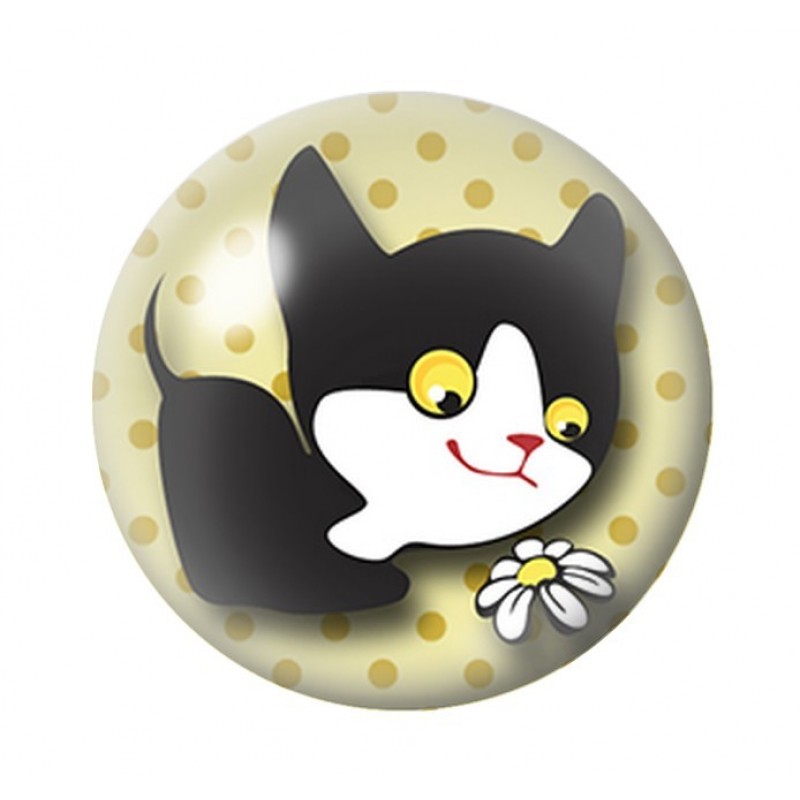 Cabochon en Verre Illustré Chat Fripon 12 à 25mm