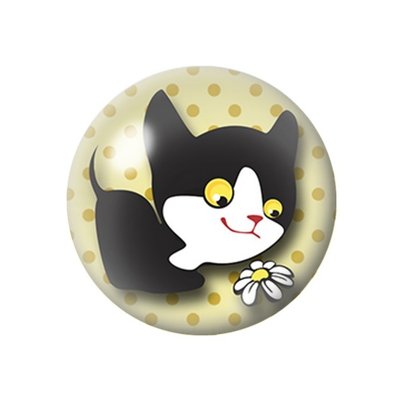 Cabochon en Verre Illustré Chat Fripon 12 à 25mm