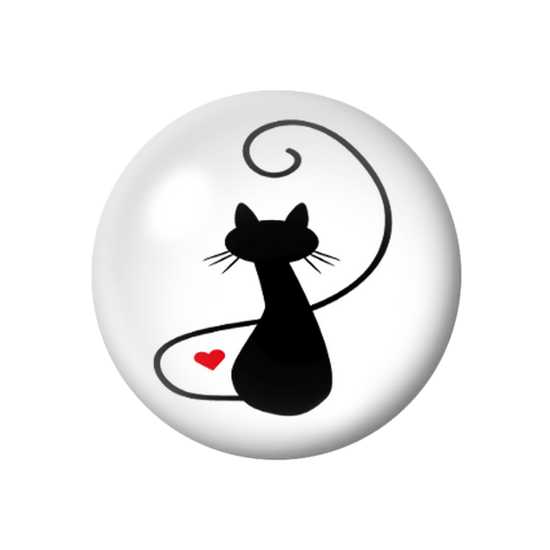 Cabochon en Verre Illustré Silhouette Chat 12 à 25mm