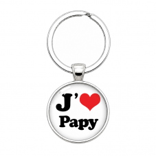 Porte-clé "J’aime Papy" Cœur Cadeau pour la Création de Bijoux Fantaisie - DIY