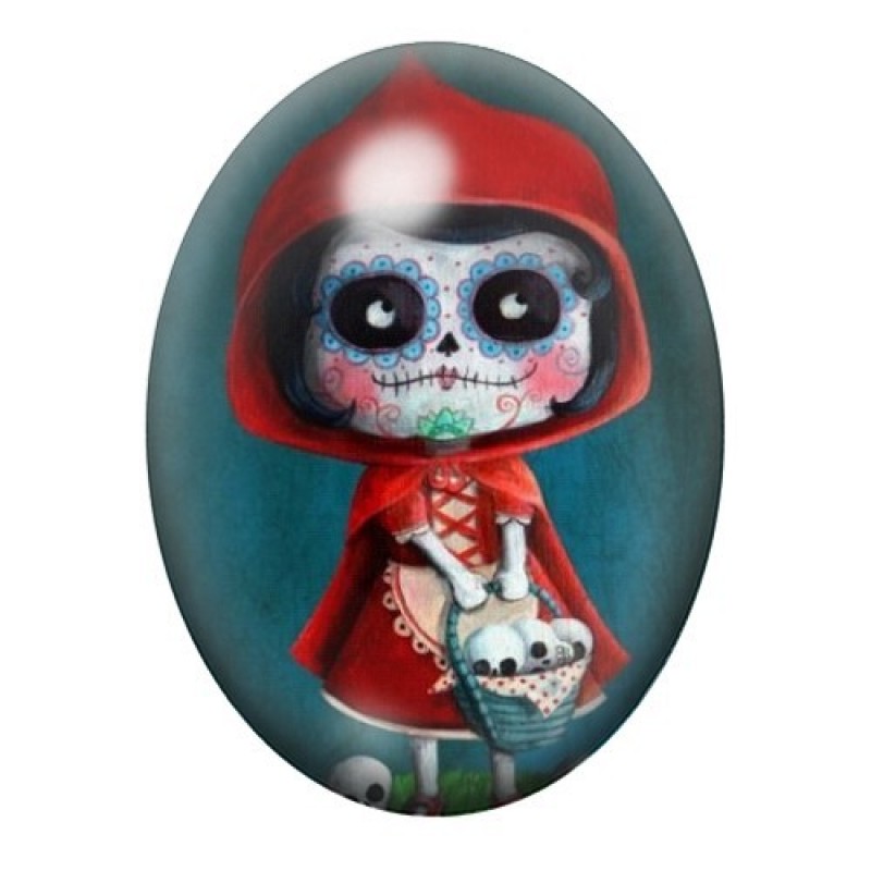 Cabochon en Verre Illustré Chaperon Rouge Gothique 13x18, 18x25 ou 30x40mm
