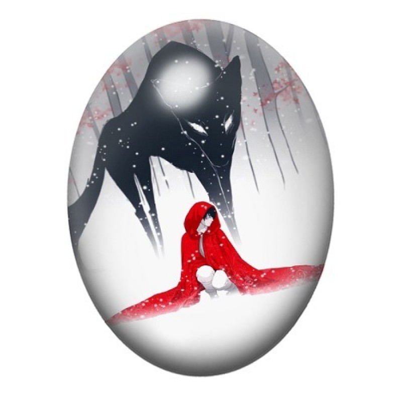 Cabochon en Verre Illustré Chaperon Rouge Gothique 13x18, 18x25 ou 30x40mm
