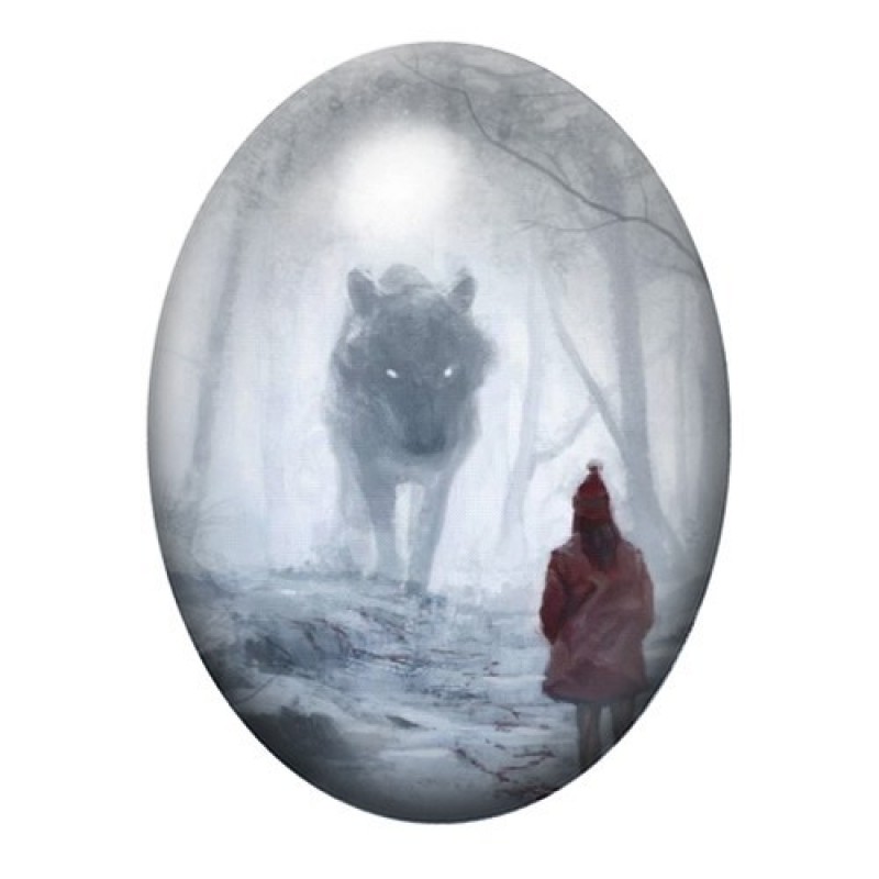Cabochon en Verre Illustré Chaperon Rouge Gothique 13x18, 18x25 ou 30x40mm