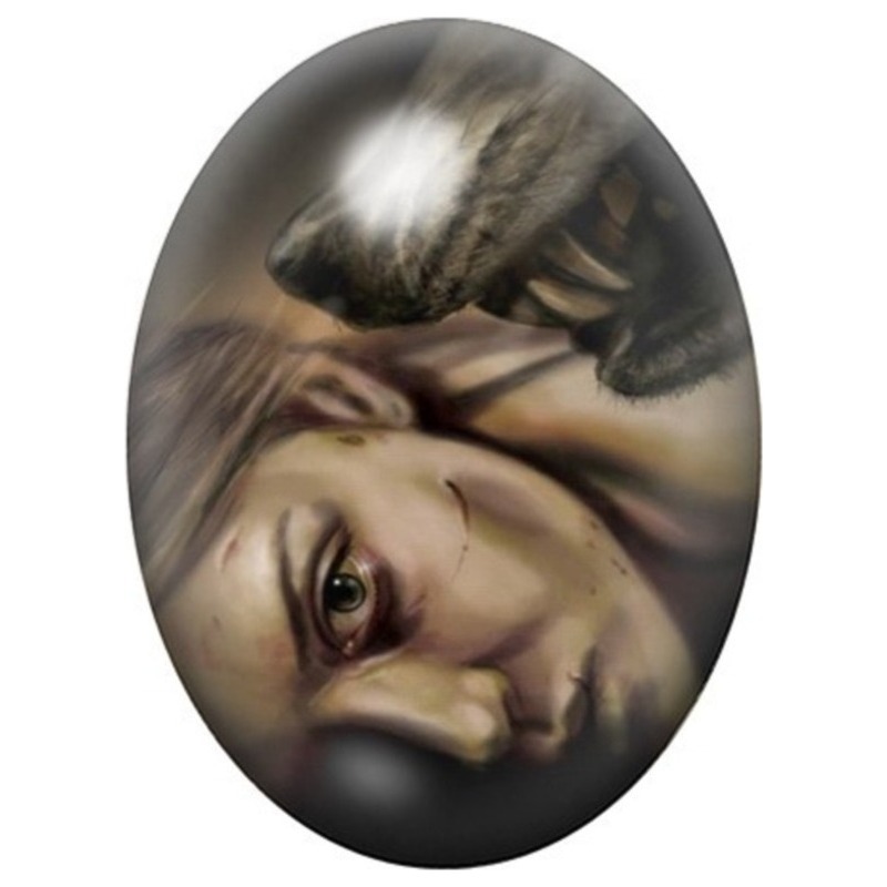 Cabochon en Verre Illustré Visage du Chaperon Rouge 13x18, 18x25 ou 30x40mm