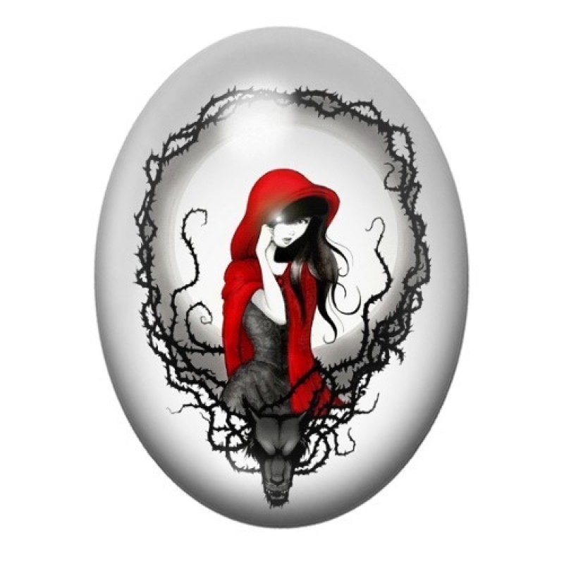 Cabochon en Verre Illustré Chaperon Rouge Gothique 13x18, 18x25 ou 30x40mm