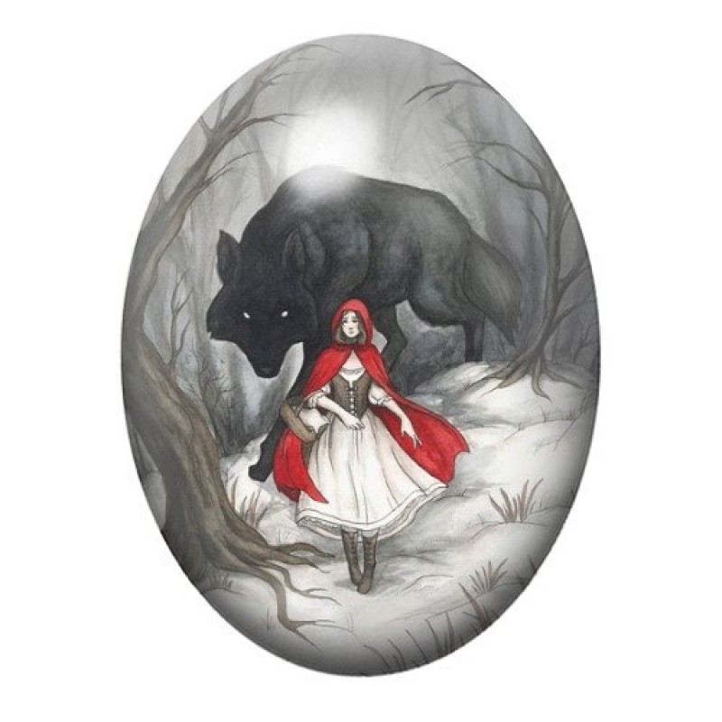 Cabochon en Verre Illustré Chaperon Rouge Gothique 13x18, 18x25 ou 30x40mm