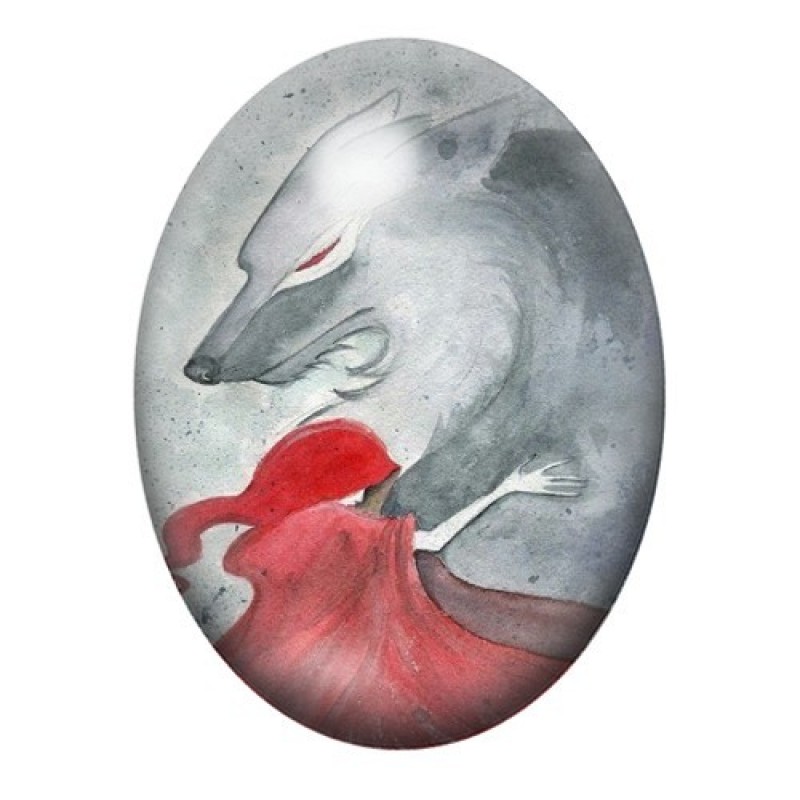 Cabochon en Verre Illustré Chaperon Rouge Gothique 13x18, 18x25 ou 30x40mm