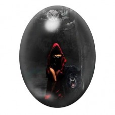Cabochon en Verre Illustré Chaperon Rouge Gothique 13x18, 18x25 ou 30x40mm pour la Création de Bijoux Fantaisie - DIY