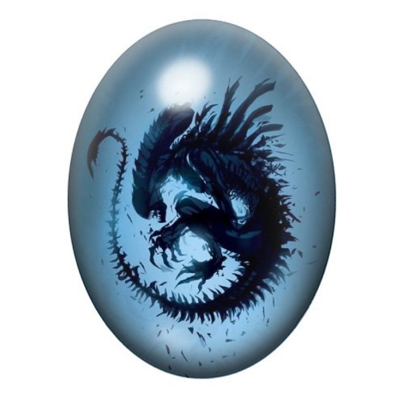 Cabochon en Verre Illustré Alien Horreur Gothique 13x18, 18x25 ou 30x40mm