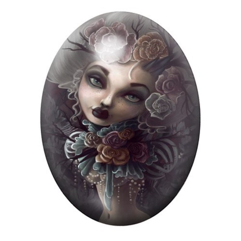 Cabochon en Verre Illustré Marquise Gothique 13x18, 18x25 ou 30x40mm