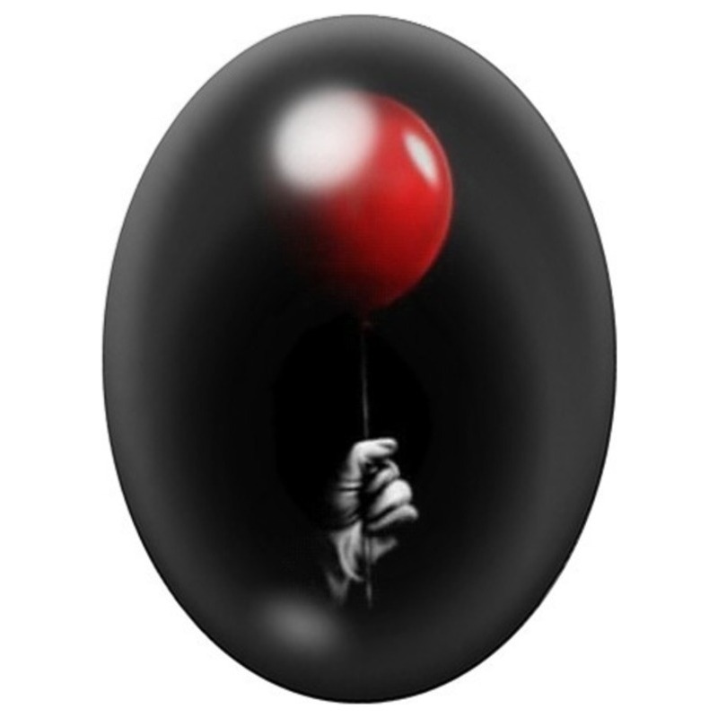 Cabochon en Verre Illustré Ballon Rouge dans l’Ombre 13x18, 18x25 ou 30x40mm