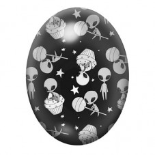 Cabochon en Verre Illustré Martien Extraterrestre 13x18, 18x25 ou 30x40mm pour la Création de Bijoux Fantaisie - DIY