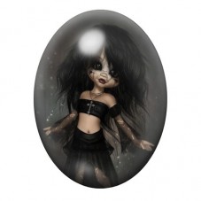 Cabochon en Verre Illustré Fille Gothique au Corset Noir 13x18, 18x25 ou 30x40mm pour la création de bijoux fantaisie - DIY