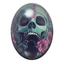 Cabochon en Verre Illustré Crâne Tête de Mort Gothique 13x18, 18x25 ou 30x40mm pour la Création de Bijoux Fantaisie - DIY
