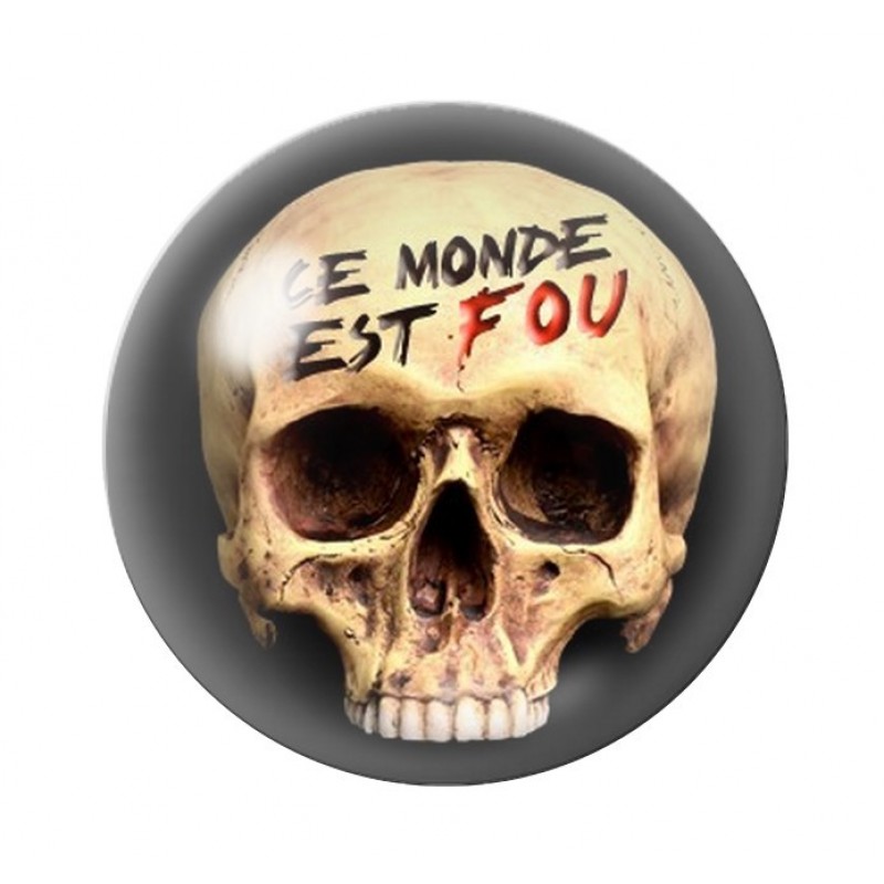 Cabochon en Verre Illustré Crâne Tête de Mort Gothique 12 à 25mm