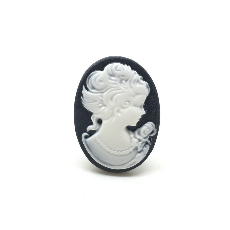 2 Camées Cabochon Lady Vintage Haute Qualité AAAA+ 18x25mm