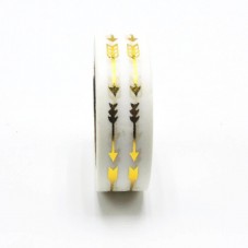 Rouleau de Masking Tape Flèche Blanc et Doré Scrapbooking Washi 15mmx10m