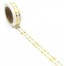 Rouleau de Masking Tape Flèche Blanc et Doré Scrapbooking Washi 15mmx10m