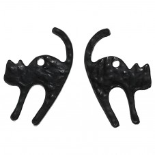 2 Breloques en Métal Chat Noir Gothique 27x17mm