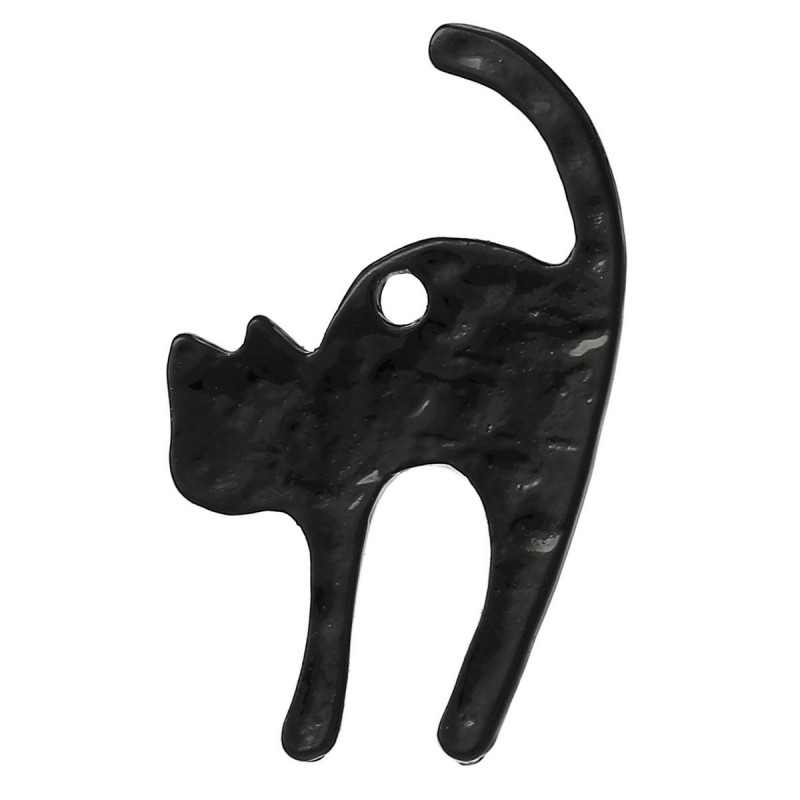 2 Breloques en Métal Chat Noir Gothique 27x17mm