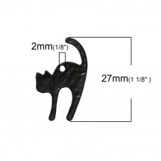 2 Breloques en Métal Chat Noir Gothique 27x17mm