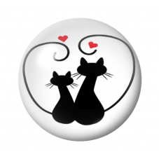 Cabochon en Verre Illustré Silhouette Chat 12 à 25mm pour la Création de Bijoux Fantaisie - DIY