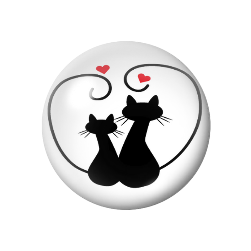 Cabochon en Verre Illustré Silhouette Chat 12 à 25mm