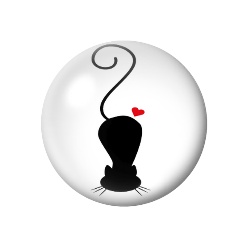 Cabochon en Verre Illustré Silhouette Chat 12 à 25mm