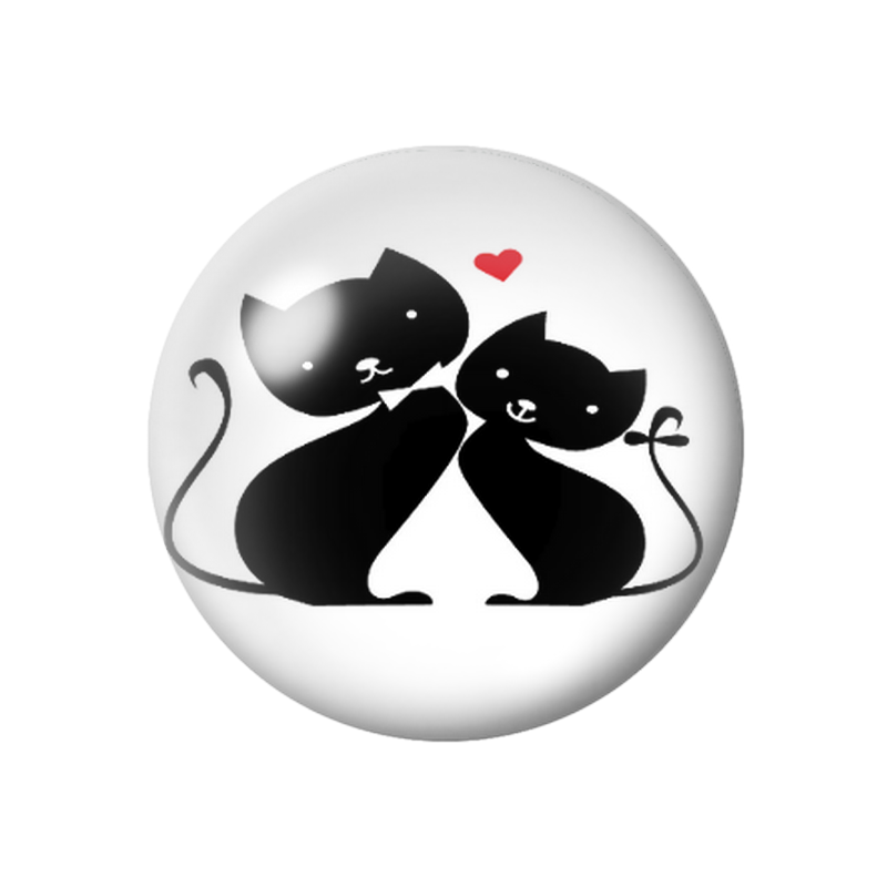 Cabochon en Verre Illustré Silhouette Chat 12 à 25mm