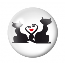 Cabochon en Verre Illustré Silhouette Chat 12 à 25mm pour la Création de Bijoux Fantaisie - DIY