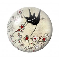 Cabochon en Verre Illustré Silhouette Chat 12 à 25mm pour la Création de Bijoux Fantaisie - DIY