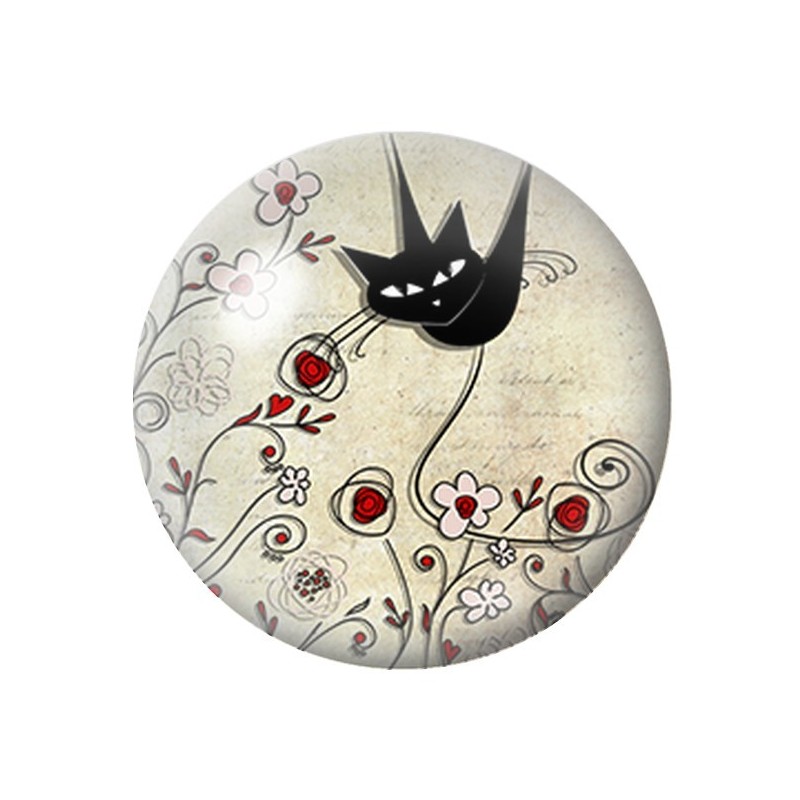Cabochon en Verre Illustré Silhouette Chat 12 à 25mm