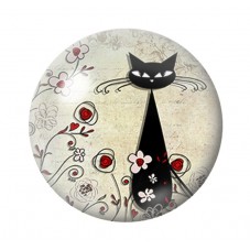 Cabochon en Verre Illustré Silhouette Chat 12 à 25mm pour la Création de Bijoux Fantaisie - DIY