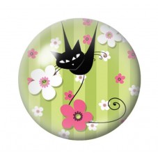 Cabochon en Verre Illustré Silhouette Chat 12 à 25mm pour la Création de Bijoux Fantaisie - DIY