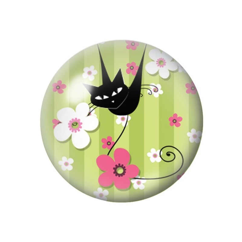 Cabochon en Verre Illustré Silhouette Chat 12 à 25mm