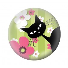 Cabochon en Verre Illustré Silhouette Chat 12 à 25mm pour la Création de Bijoux Fantaisie - DIY