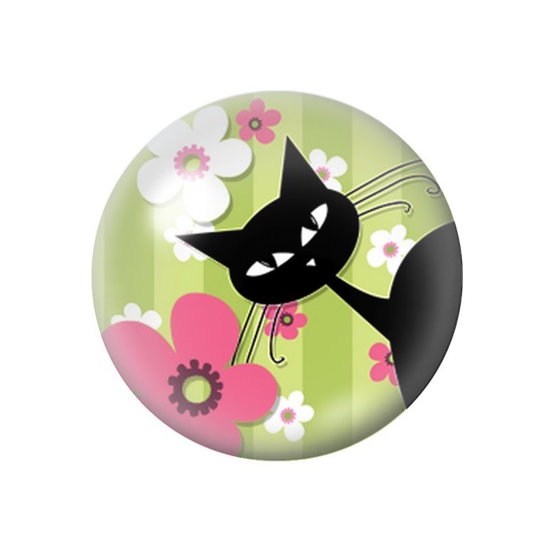 Cabochon en Verre Illustré Silhouette Chat 12 à 25mm