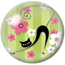 Cabochon en Verre Illustré Chat Noir Acrobate aux Fleurs 12 à 25mm pour la Création de Bijoux Fantaisie – DIY