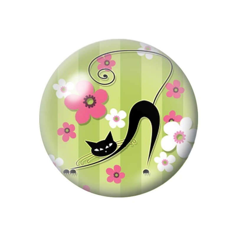 Cabochon en Verre Illustré Silhouette Chat 12 à 25mm