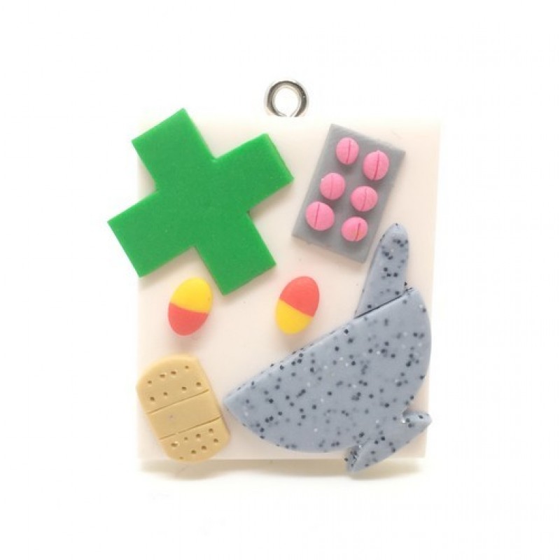 Breloque Métier Pharmacien en Fimo 30mm