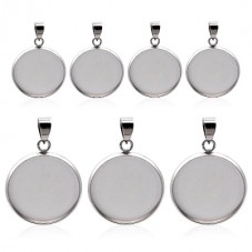Support Pendentif Argenté en Acier inoxydable pour Cabochon 20 ou 25mm