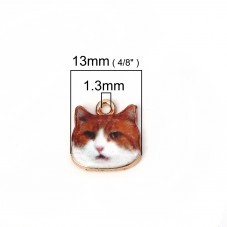5 Breloques Bouille de Chat en Époxy Métal Doré 13mm