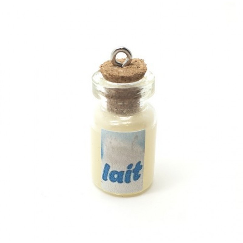 Breloque Fiole Lait en Fimo 23x13mm
