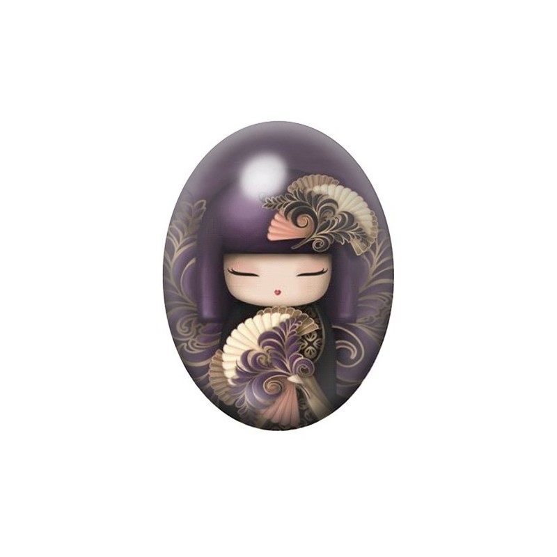Cabochon en Verre Illustré Geisha Japon 13x18, 18x25 ou 30x40mm